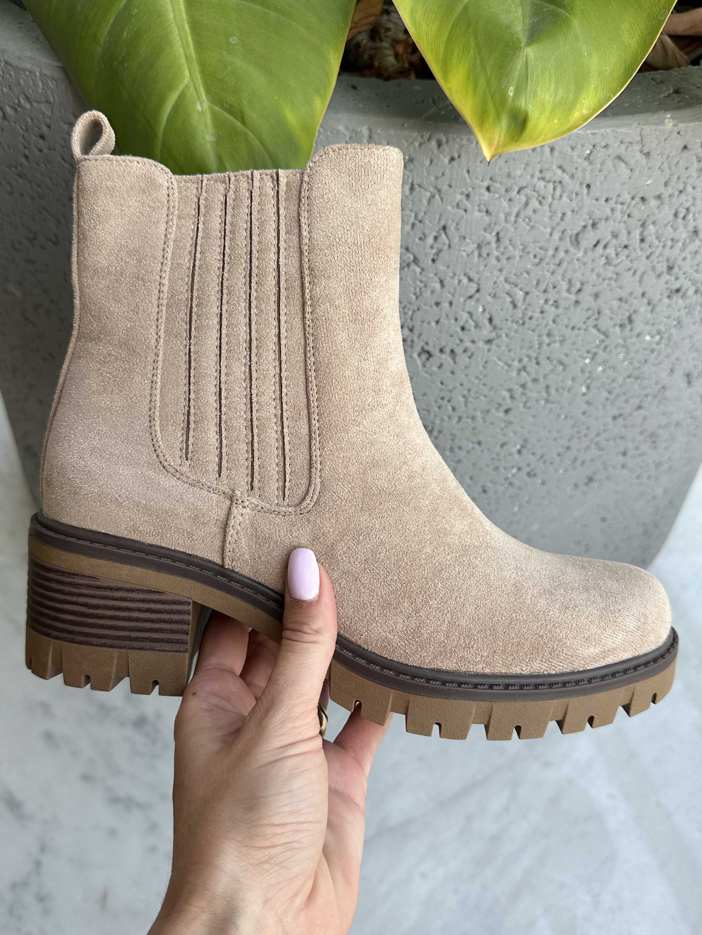 Cuba - Støvler i ruskindslook med bred hæl